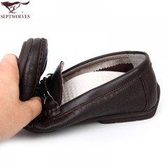 七匹狼 男鞋鹿皮柔软舒适男士时尚休闲软底软面棕色真皮皮鞋子