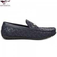 七匹狼 男鞋新款时尚休闲头层牛皮真皮面料线缝包边男士皮鞋子