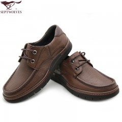 七匹狼 男鞋新款时尚头层牛皮边缘线缝时尚耐磨商务休闲皮鞋子