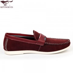 七匹狼 皮鞋新款复古头层牛皮软面白底真皮男士休闲时尚套脚男鞋子