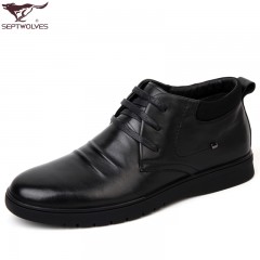 七匹狼 棉鞋冬季新款头层牛皮男士软底软面加绒保暖高帮防邹真皮鞋