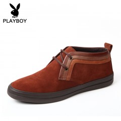 花花公子 男鞋春秋时尚日常休闲男士真皮低帮鞋子磨砂牛皮鞋子