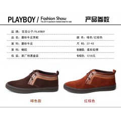 花花公子 男鞋春秋时尚日常休闲男士真皮低帮鞋子磨砂牛皮鞋子