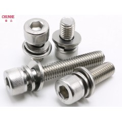 春和 304不锈钢三组合内六角螺钉圆柱头平弹垫组合带垫螺丝