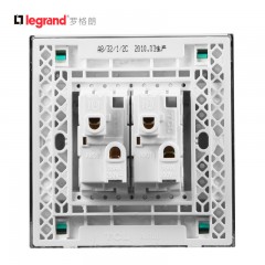 罗格朗 开关插座品牌86型A8双开单控银边 二开单控面板