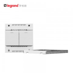 罗格朗 开关插座86型A8雅白双开双控银边 二开双联开关面板
