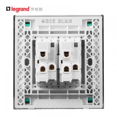 罗格朗 开关插座86型A8雅白双开双控银边 二开双联开关面板