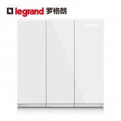 罗格朗 三开双控带LED指示灯3开三位 三联双控开关面板86型逸景