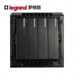 罗格朗 插座十大品牌K5黑色四位四开单控开关4开 四联单控面板