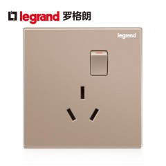 罗格朗 大功率开关16A三孔插座86型3孔带开关插座面板 逸景玫瑰金