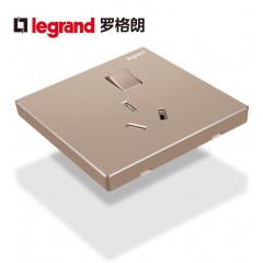 罗格朗 大功率开关16A三孔插座86型3孔带开关插座面板 逸景玫瑰金
