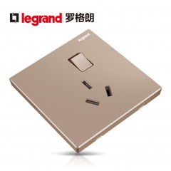 罗格朗 大功率开关16A三孔插座86型3孔带开关插座面板 逸景玫瑰金
