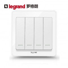 罗格朗 开关插座开关插座面板86型冰莹白四开双控荧光面板