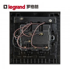 罗格朗 黑色三开单控带LED灯指示3开三联面板家用三位电灯开关