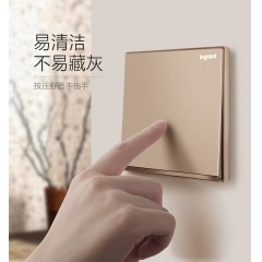罗格朗 家用玫瑰金双联双控2开二位双开双控开关面板逸景86型