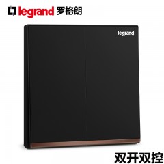 罗格朗 逸景黑色二开双控双位2位面板家用二位电灯开关二开墙壁