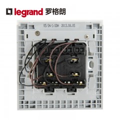 罗格朗 开关插座面板K5 四开单控带灯四联开关带LED开关