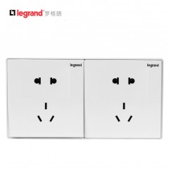 罗格朗 家用二位2连体五孔插座开关面板酒店联体墙壁暗装5孔