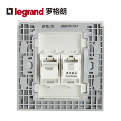 罗格朗 电脑电话插座面板电话信息 网络电话面板二合一网线电话