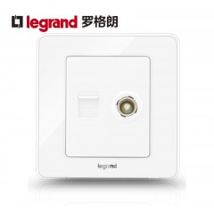 罗格朗 86型冰莹白电脑电视插座面板网线电视 有线网络插座