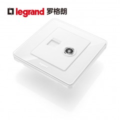 罗格朗 86型冰莹白电脑电视插座面板网线电视 有线网络插座