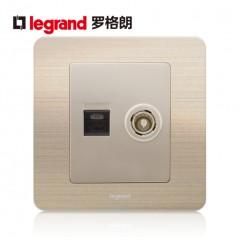 罗格朗 电脑电视插座二合一宽带网线网络和有线组合面板闭路线
