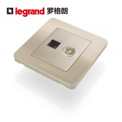 罗格朗 电脑电视插座二合一宽带网线网络和有线组合面板闭路线