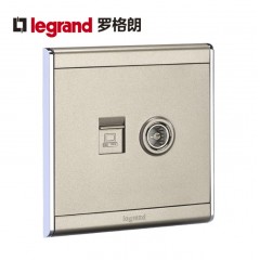 罗格朗 电脑电视插座面板 电视线网线网络有线闭路网络二合一插座