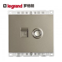 罗格朗 电脑电视插座面板 电视线网线网络有线闭路网络二合一插座