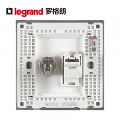 罗格朗 电脑电视插座面板 电视线网线网络有线闭路网络二合一插座