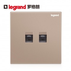 罗格朗 开关插座86型双电脑双网线插座电脑网络插座面板逸景玫瑰金