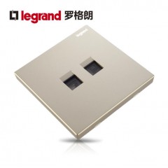 罗格朗 六类千兆网络网线网口插座面板+电话线插座6类电脑金色