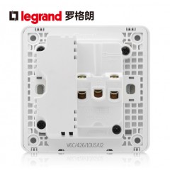 罗格朗 逸典圆二三插五孔带USB开关插座面板86型充电双口家用