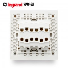 罗格朗 插座樱花粉四开双控开关4开四位四联双控面板逸景粉色