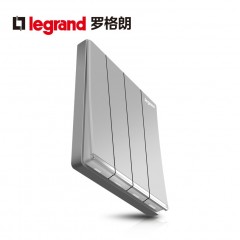 罗格朗 银色四开双控4开四位家用墙壁电灯开关86型深砂银面板灰色