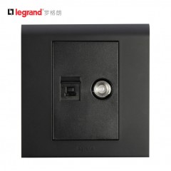 罗格朗 K5黑色开关插座面板电脑网络网线插座+有线电视闭路插座