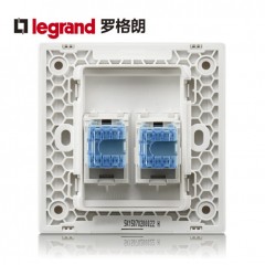 罗格朗 金色千兆网线插座二位超6类电脑插座双口网络插座面板