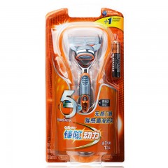 吉列 锋隐动力手动剃须刀含1刀片 锋速5男士震动五层刮胡刀