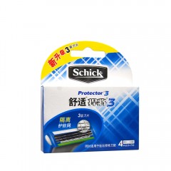 Schick/舒适 悍将3剃须刀片4片 捍将三层刀片头防护皮肤网格护肤刮胡