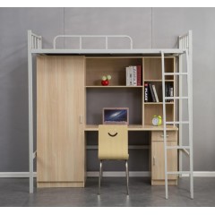 国产 上床下桌组合床公寓床学生宿舍成人员工铁艺床单人省空间高架床