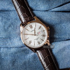 卡西欧 休闲钢带手表男简约指针防水石英表男款MTP-1384