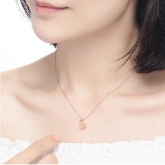 明牌珠宝  18K金项链 彩金玫瑰金葫芦摩登吉福项链CSR0081