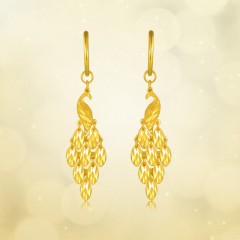 中国黄金 黄金耳饰 吉祥孔雀耳环金耳钉5.83g