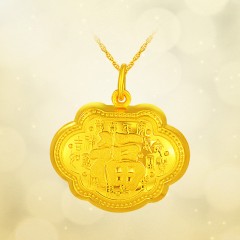 中国黄金 足金平安吉祥锁金锁黄金吊坠6.16g