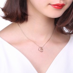 潮宏基珠宝 牵绕 红18k金吊坠玫瑰金项链挂坠女