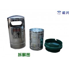 国产 圆柱形户外不锈钢垃圾桶果皮筒废纸垃圾篓环保垃圾箱 加厚款 NX-B5301