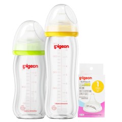 贝亲 玻璃宽口径新生婴儿奶瓶 自然实感S号奶嘴