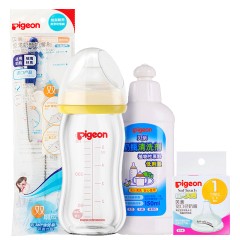 贝亲  新生儿玻璃奶瓶奶嘴奶瓶清洗剂奶嘴刷四件套