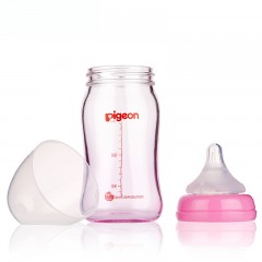 贝亲 奶瓶 玻璃新生儿初生婴儿宽口径硅胶护层 配SS奶嘴 AA130