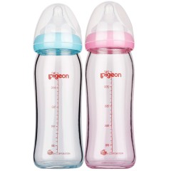 贝亲  硅胶护层宽口径玻璃奶瓶240ml配M/L号奶嘴